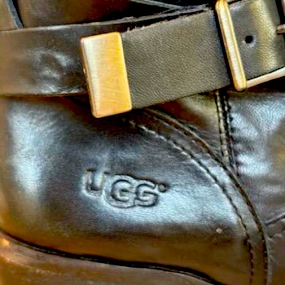 UGG Black Over the Knee Leather Boots - Picture 2 of 14